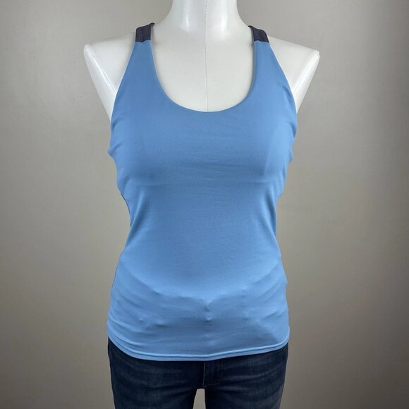ALO Tank Top Blue Open Back Racerback Built In Bra Athletic Shirt - Picture 1 of 8